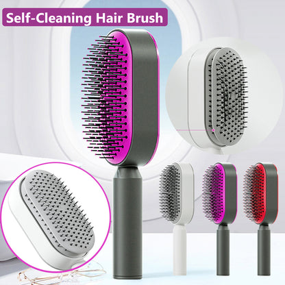 Self Cleaning Hair Brush For Women One-key